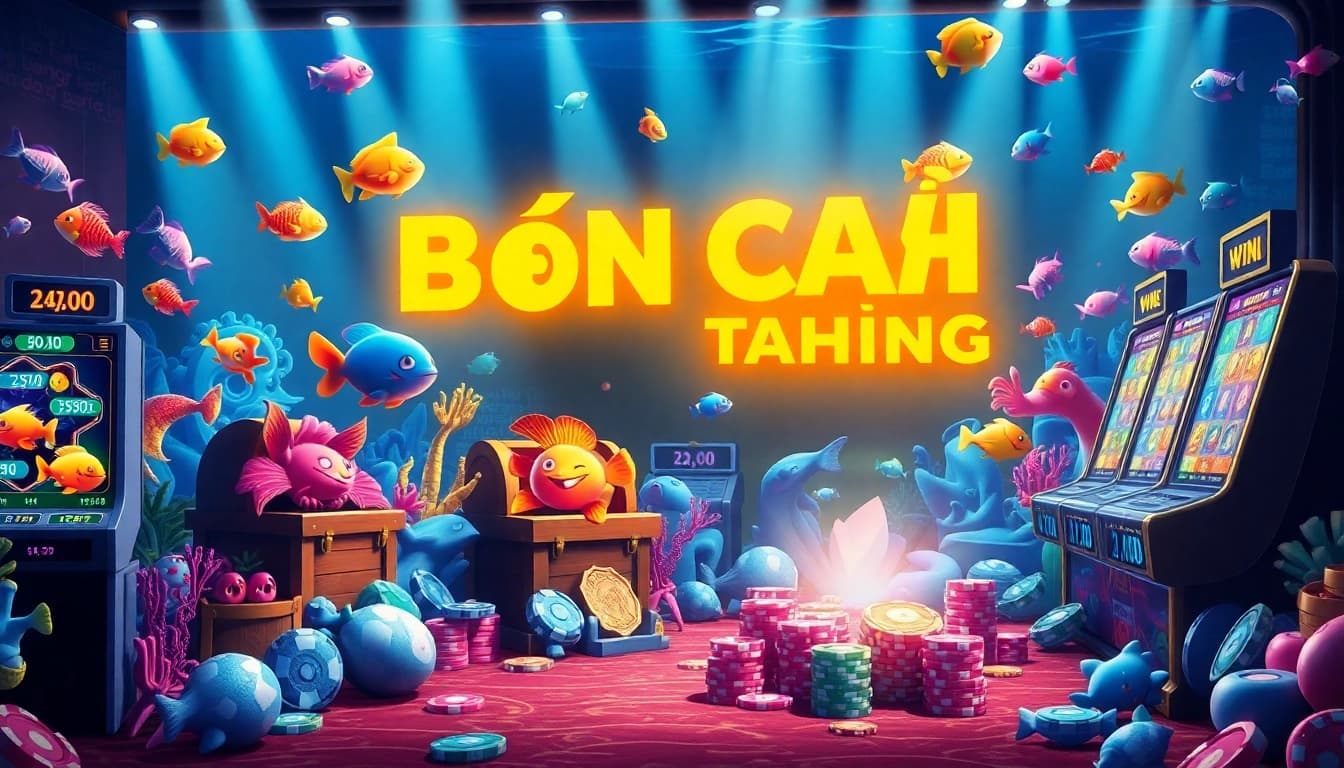 Bắn cá đổi thưởng game interface featuring vibrant colorful sea creatures and exciting casino elements.