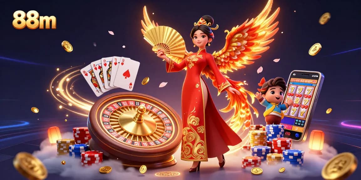 Engage with 88m online casino while discovering a vibrant 3D scene of luck and winning opportunities.