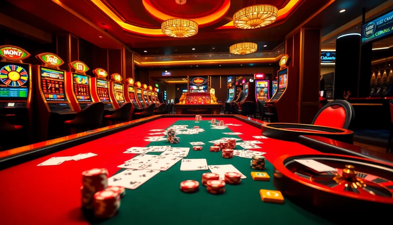Players strategize at a Game bài 69VN table filled with cards and chips.