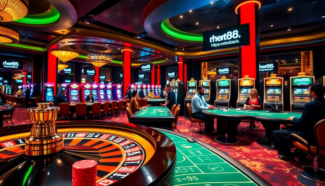 Experience the thrill of gaming at https://rr88.black/ with vibrant casino visuals featuring roulette and blackjack.