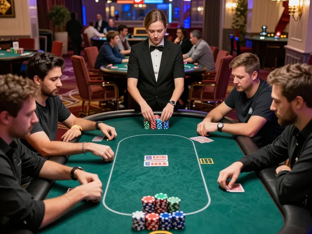 Players strategizing at the poker table in a thrilling rikvip gaming environment