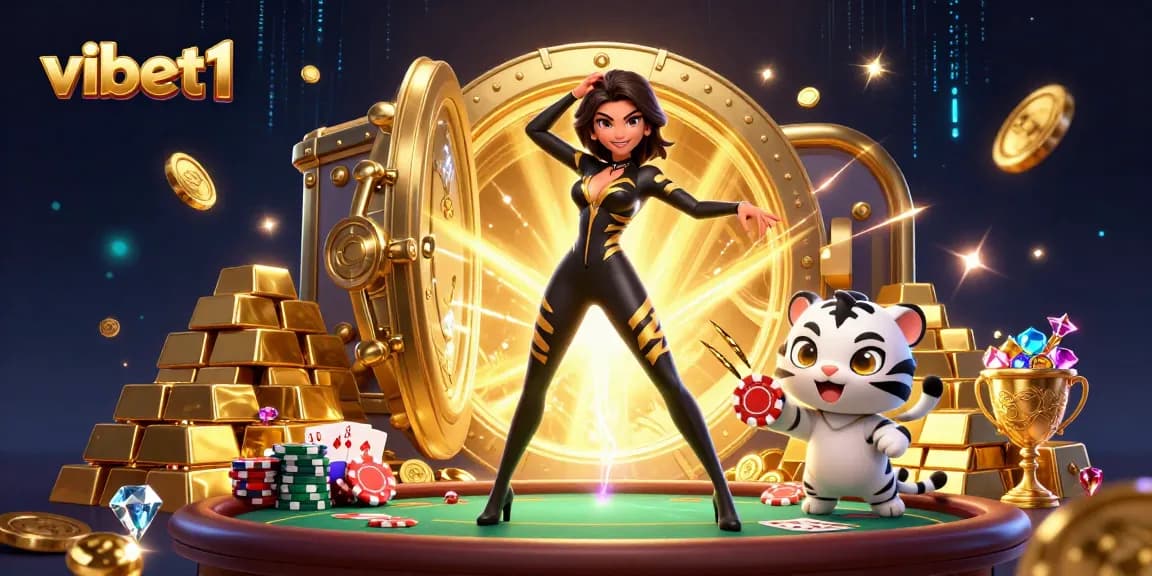 Experience vibet1 action with a stunning casino scene featuring poker excitement, vibrant characters, and rich textures.