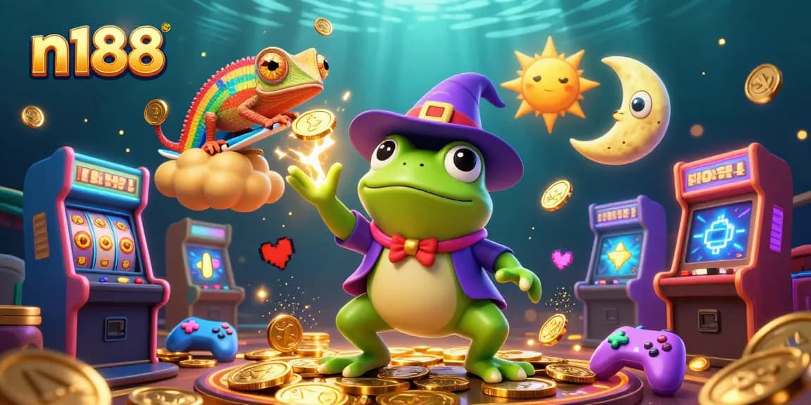Experience winning moments at n188 with vibrant casino elements in an enchanting 3D scene.