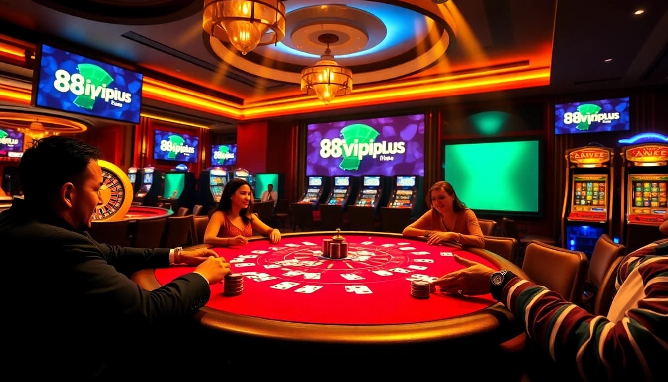 Players enjoy a thrilling game at the casino table at https://68vip.plus/ showcasing excitement and luxury.