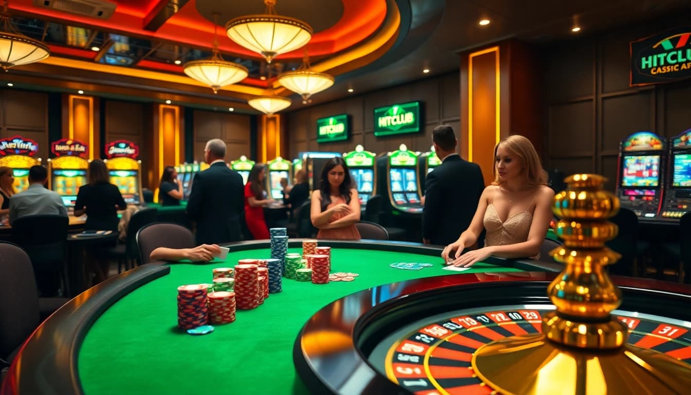 Join in the excitement at HITCLUB, where players engage at vibrant casino tables with thrilling action.