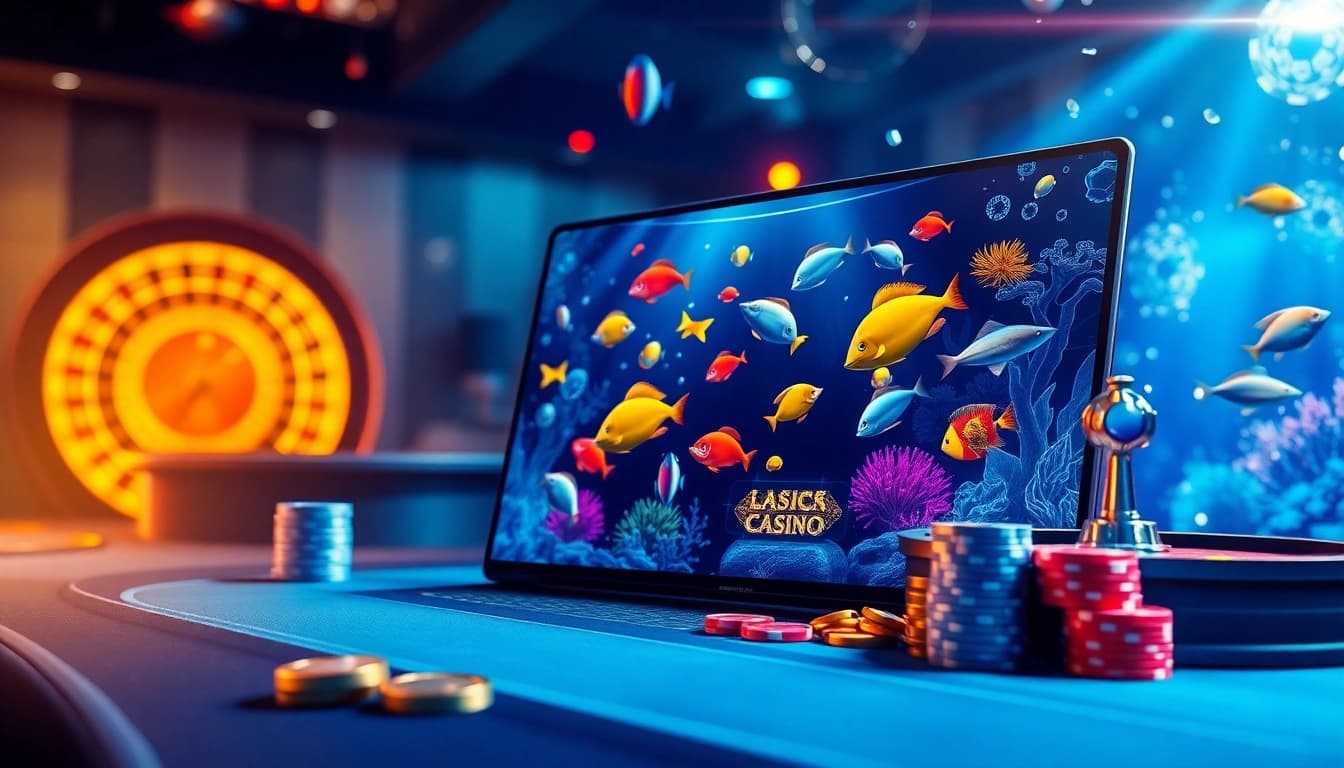 Engage with the thrilling bắn cá đổi thưởng experience through a vibrant underwater gaming scene.