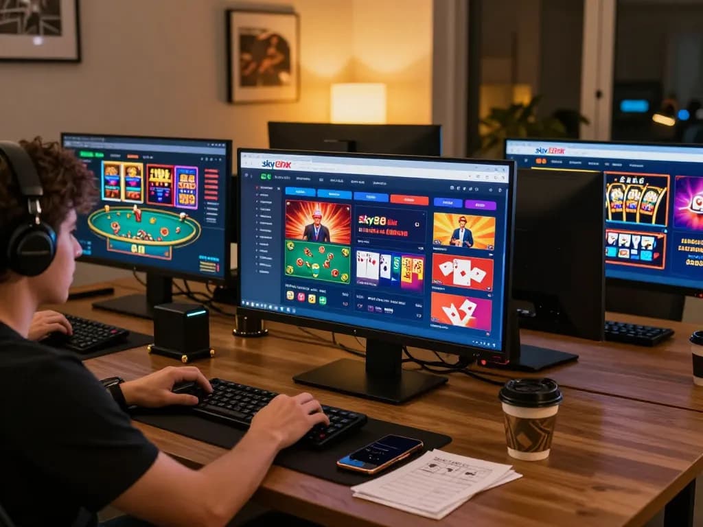Engaging gameplay on sky88 link with colorful casino interface and player strategy notes.
