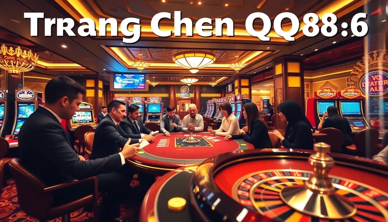 Experience the thrill of Trang Chủ QQ88 with casino tables and vibrant gaming action.