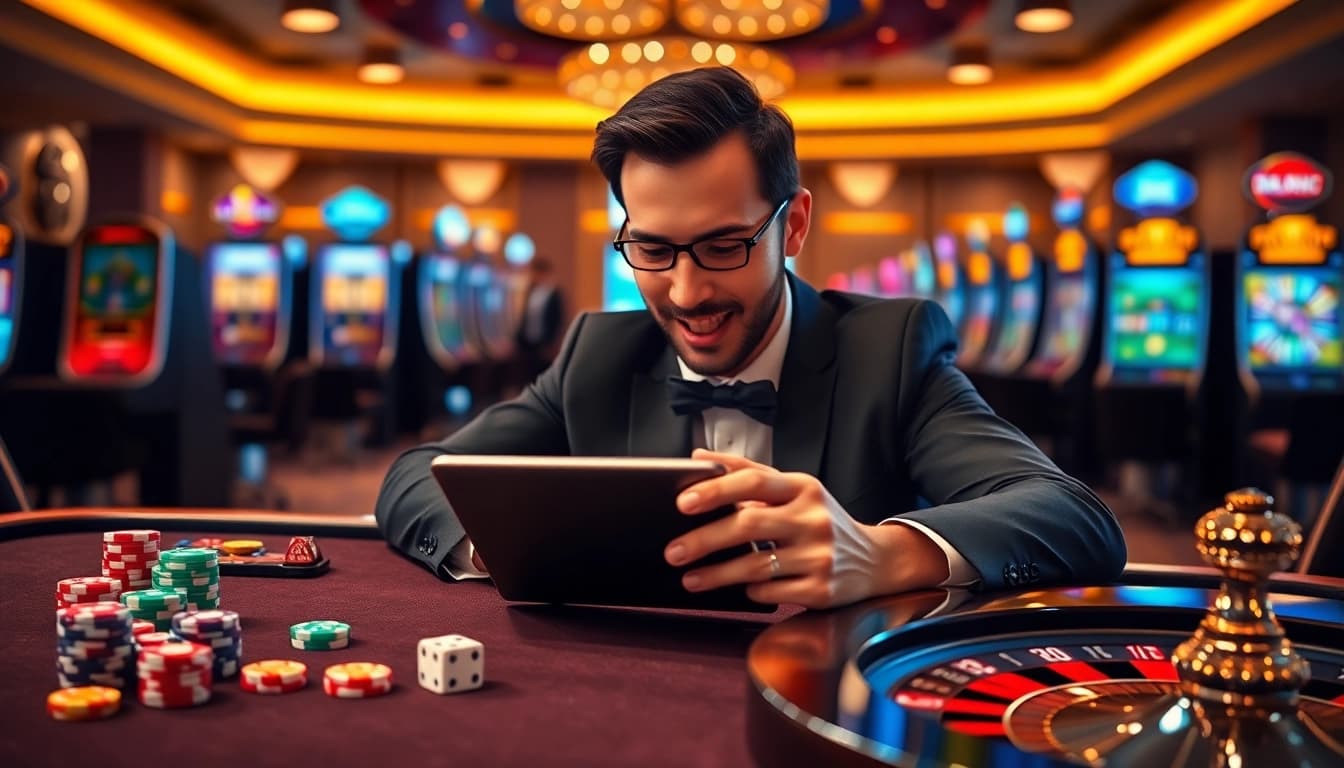Engage with Link Vào Nhà Cái 68VIP in an exciting online casino atmosphere filled with vibrant gaming elements.