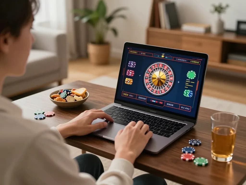 Engaging roulette gameplay on F168 laptop in a cozy modern setting