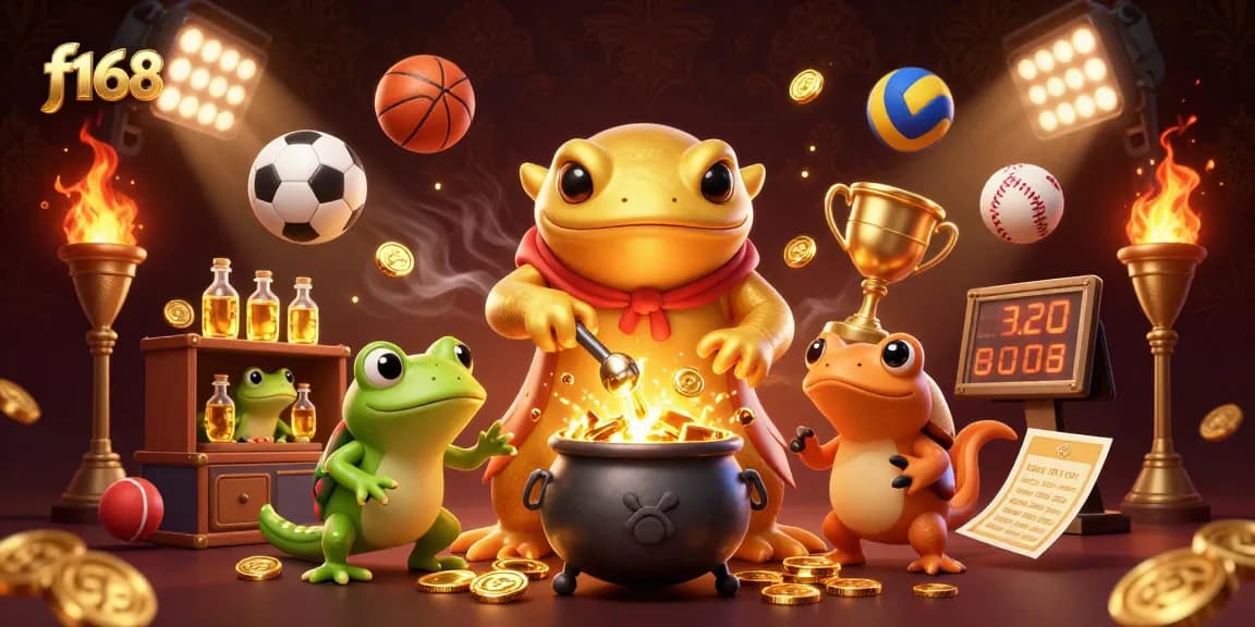 Experience the thrill of winning at f168 with dynamic sports elements and a golden casino theme