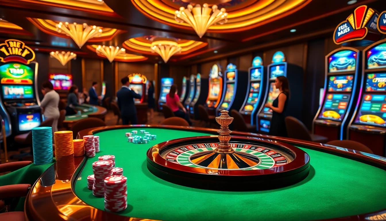 Experience the excitement of TR88 online gambling with vibrant casino visuals featuring poker chips and roulette.