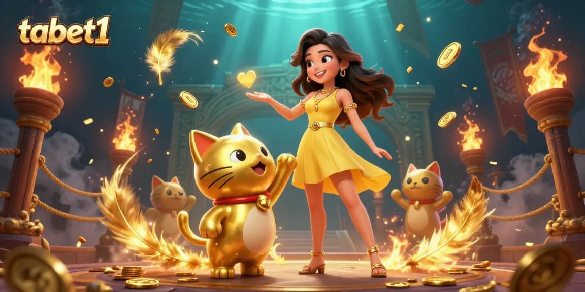 Engage with tabet1 while enjoying a vibrant casino scene filled with excitement and golden surprises.