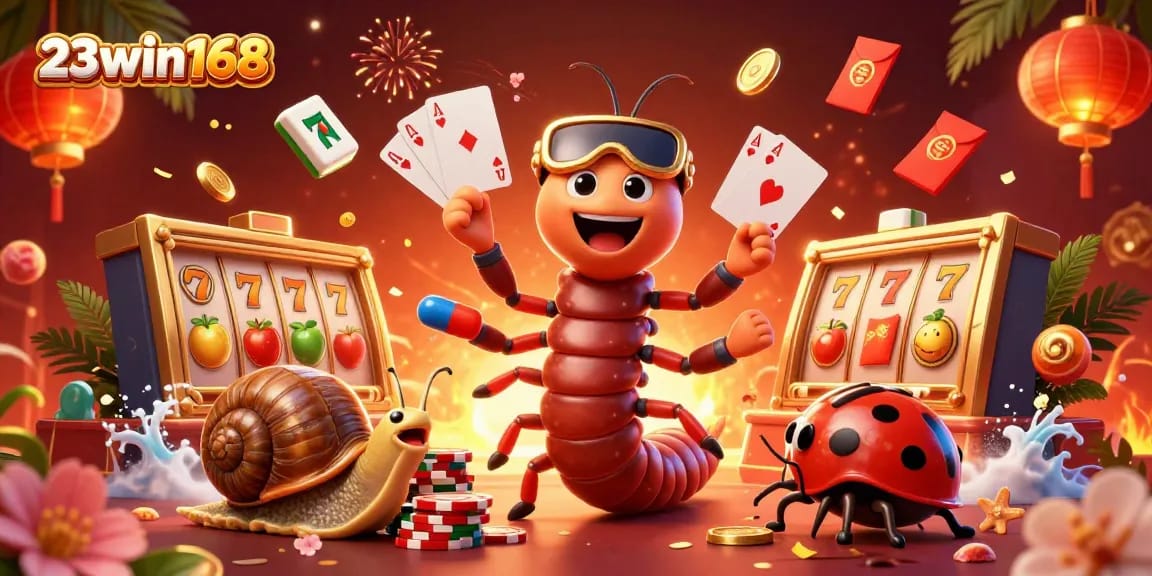 Catch thrilling gaming action at 23win168 with an animated 3D casino scene featuring engaging characters and vibrant game elements.