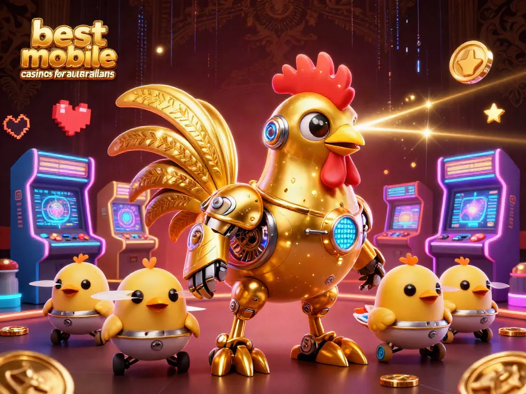 Experience the excitement of the best mobile casinos for australians with a vibrant 3D illustration.