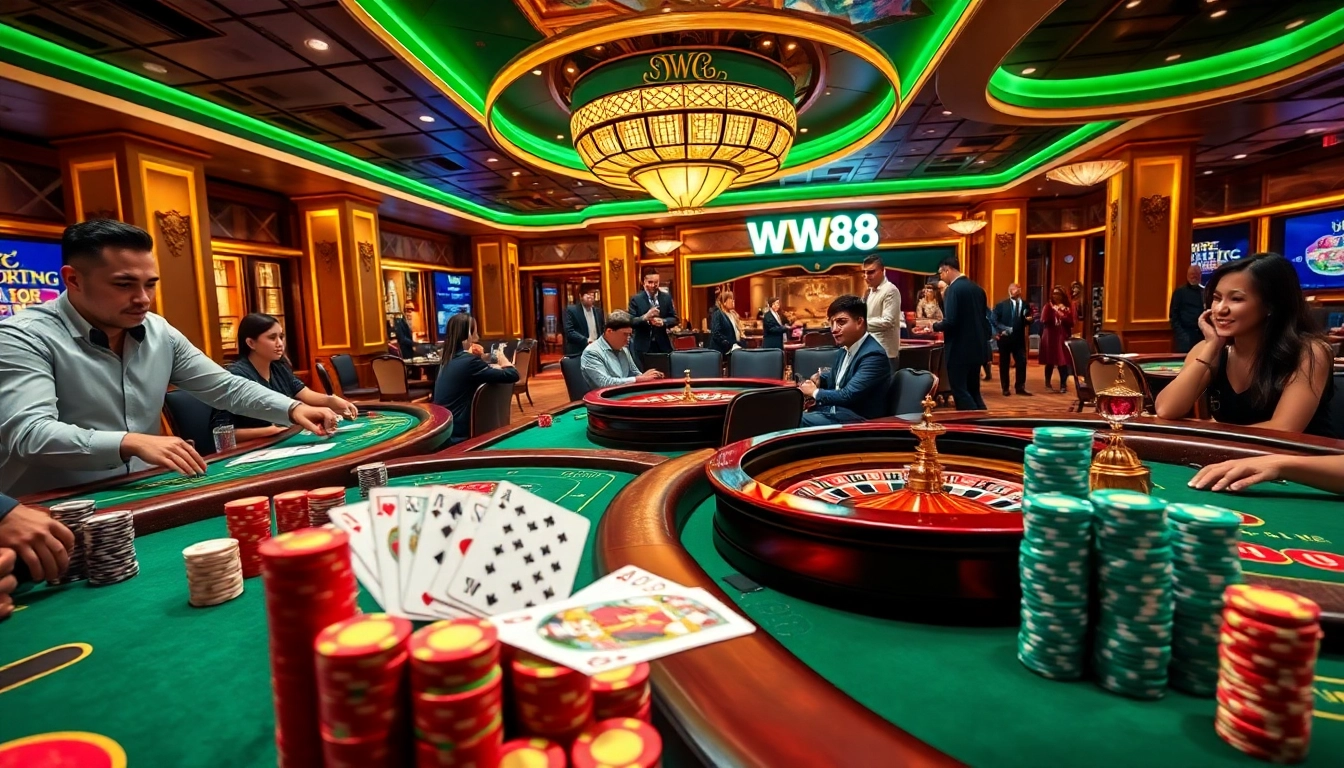 Experience thrilling gameplay at WW88 with vibrant casino tables and engaging players.