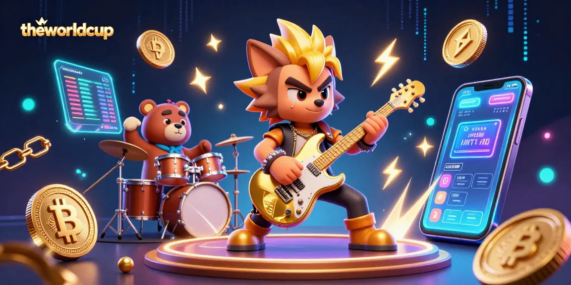 Theworldcup drives the action as a rock star wolf performs on a vibrant casino stage amidst energetic gaming elements.