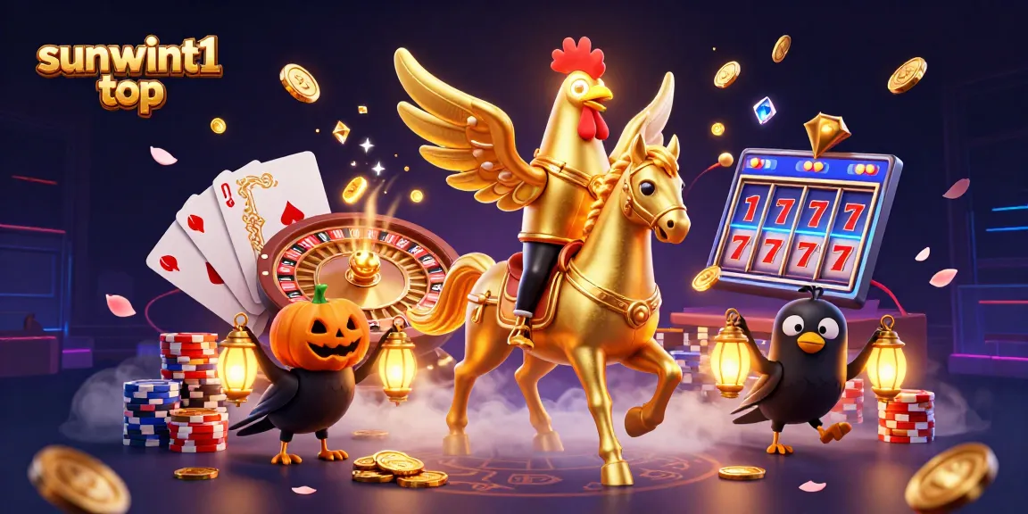 Engage in thrilling casino adventures at sunwint1 top with 3D golden rooster and festive gaming elements.